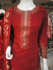 Silky Cotton 3PC  Shalwar Kameez Dress SS4052