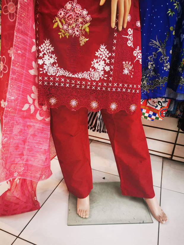 Silky Cotton 3PC  Shalwar Kameez Dress SS4061