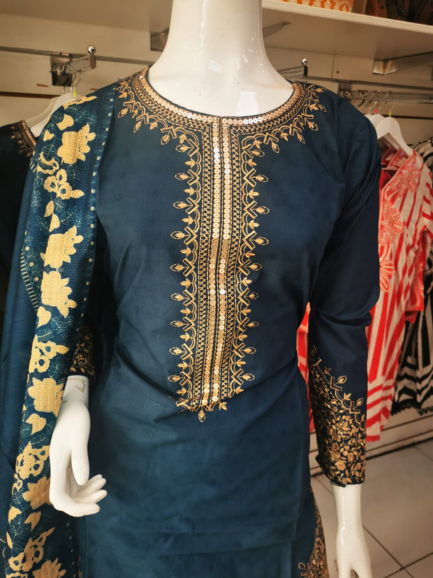Silky Cotton 3PC  Shalwar Kameez Dress SS4054