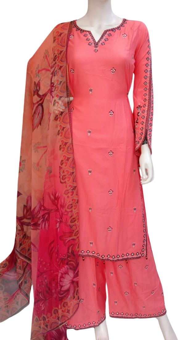 Peach Bamber Cotton 3PC Shalwar Kameez Dress SS3934