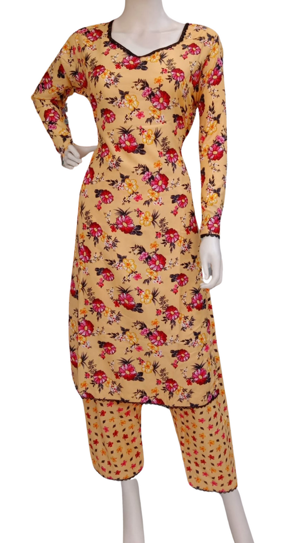 Cream 2PC Soft Cotton Shalwar Kameez Dress SS3930