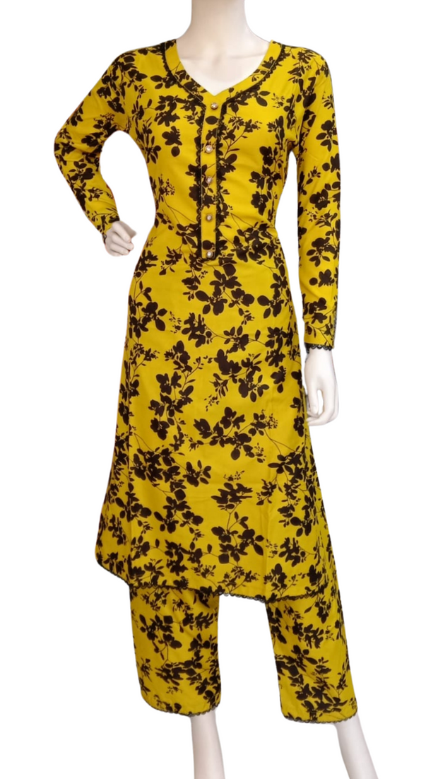 Yellow 2PC Soft Cotton Shalwar Kameez Dress SS3929