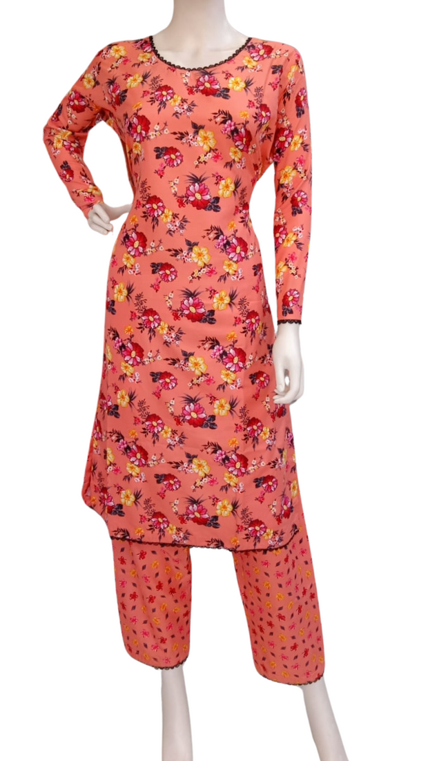 Peach 2PC Soft Cotton Shalwar Kameez Dress SS3931