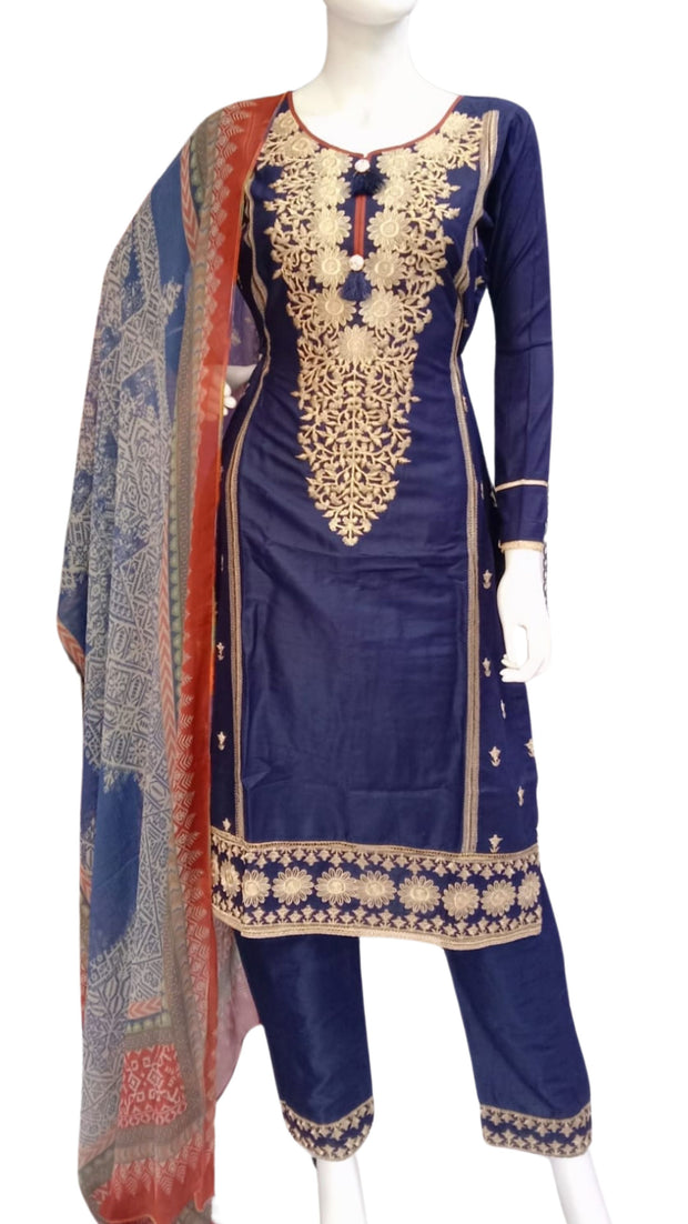 Navy Bamber Cotton 3PC Shalwar Kameez Dress SS3937