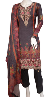 Black Dhanak 3PC Shalwar Kameez Dress SS3921
