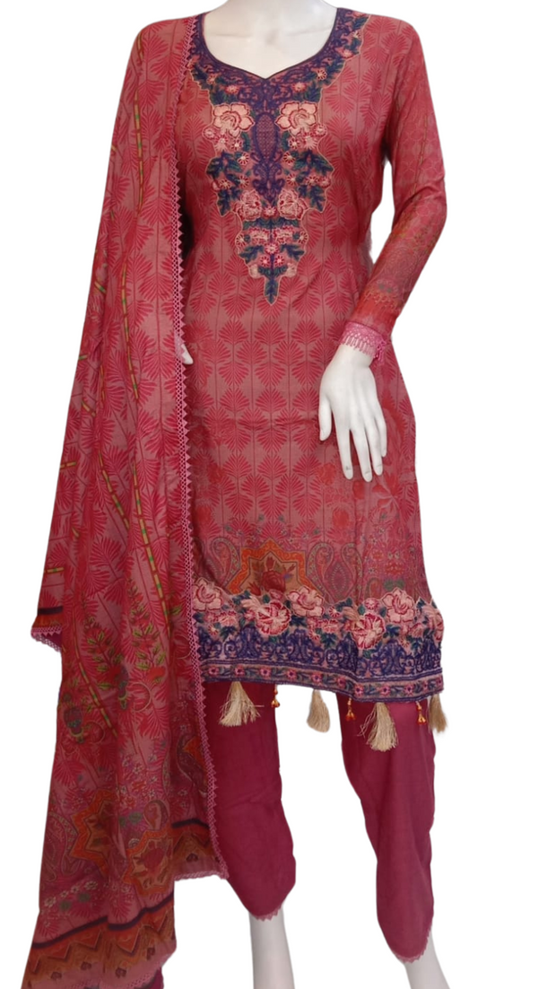 Pink Dhanak 3PC Shalwar Kameez Dress SS3926