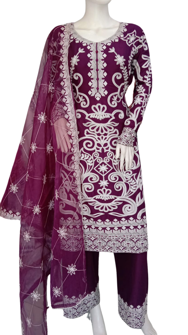 SS3920- Linen Embroidery - Readymade - Shalwar Kameez 3PC