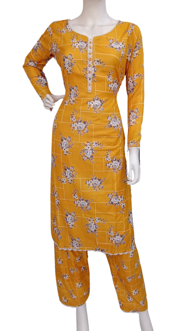 Yellow 2PC Soft Cotton Shalwar Kameez Dress SS3932