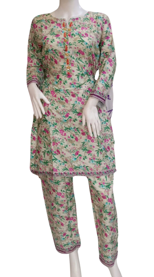 Embellished 2PC Soft Cotton Shalwar Kameez Dress SS3950
