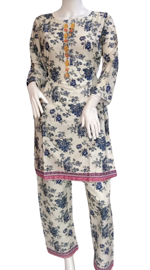 Embellished 2PC Soft Cotton Shalwar Kameez Dress SS3954