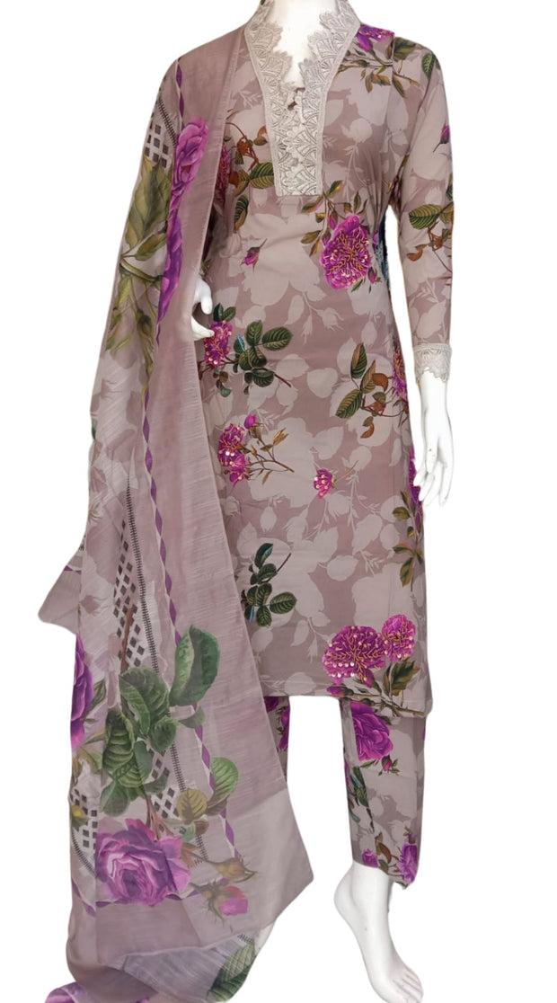 Purple Cambric Readymade Shalwar Kameez 3PC SS3961