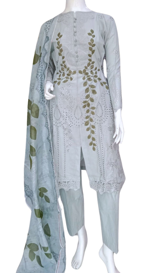Blue Cambric Readymade Shalwar Kameez 3PC SS3968