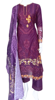 Purple Cambric Readymade Shalwar Kameez 3PC SS3963
