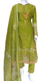 Green Cambric Readymade Shalwar Kameez 3PC SS3965