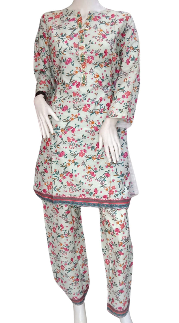 Embellished 2PC Soft Cotton Shalwar Kameez Dress SS3944