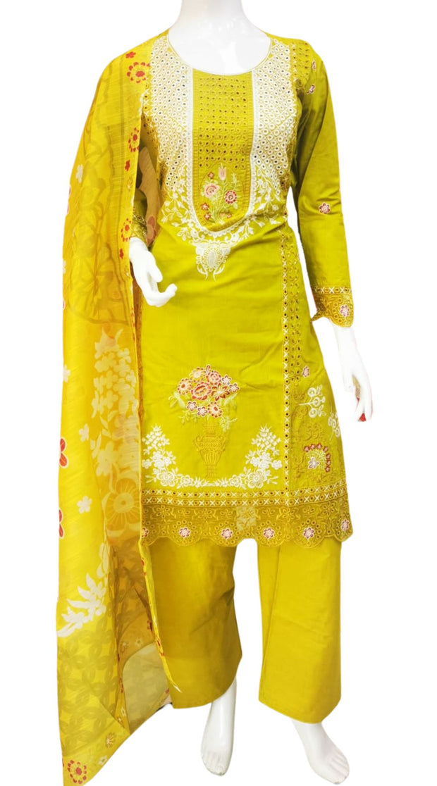 Silky Cotton 3PC  Shalwar Kameez Dress SS4058