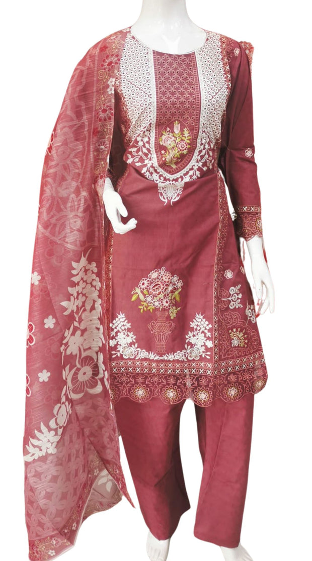 Silky Cotton 3PC  Shalwar Kameez Dress SS4059