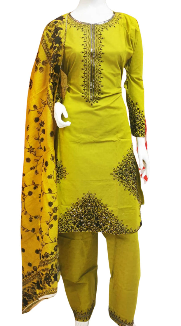 Silky Cotton 3PC  Shalwar Kameez Dress SS4050