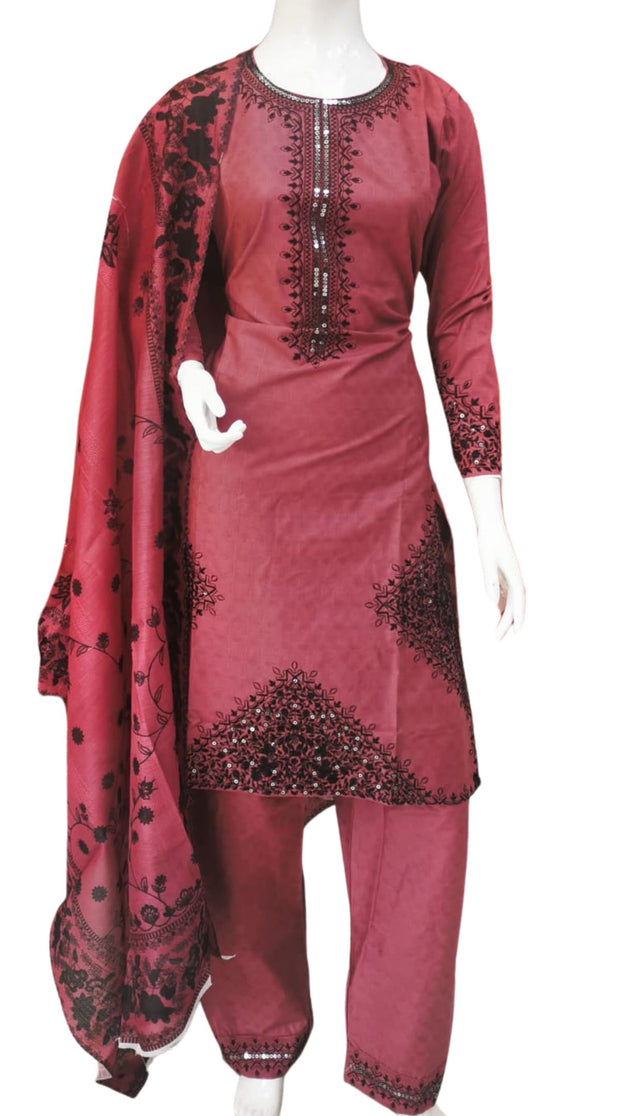 Silky Cotton 3PC  Shalwar Kameez Dress SS4051