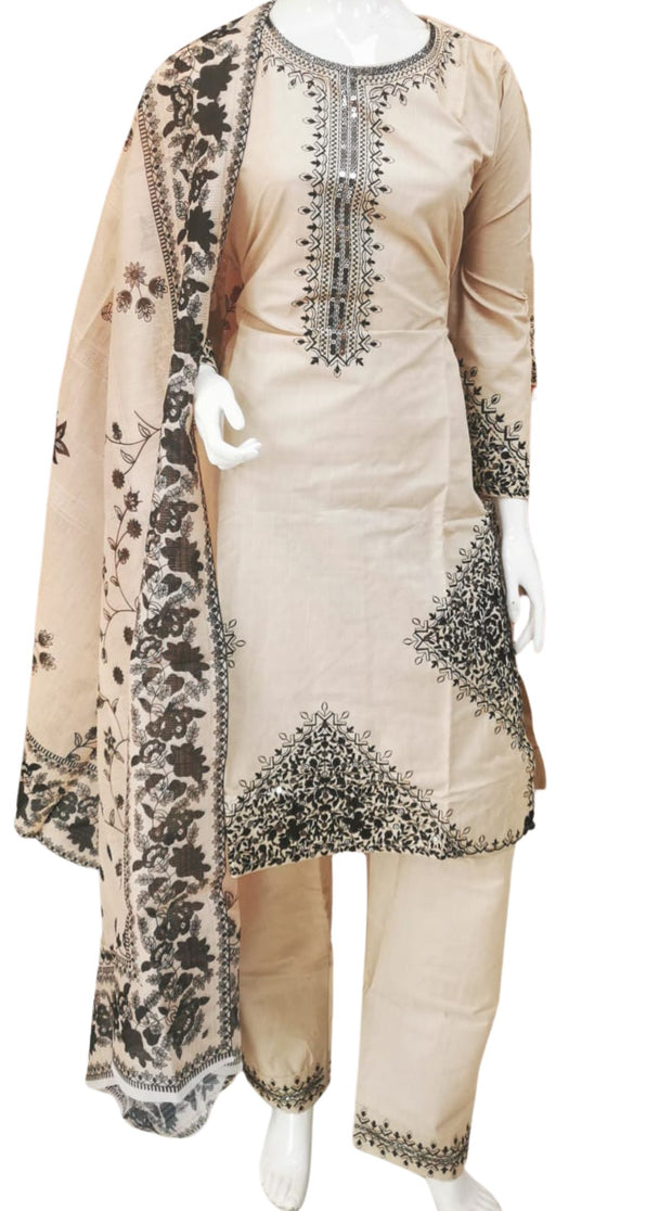 Silky Cotton 3PC  Shalwar Kameez Dress SS4053
