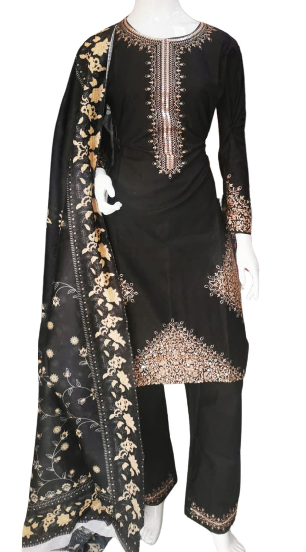 Silky Cotton 3PC  Shalwar Kameez Dress SS4055