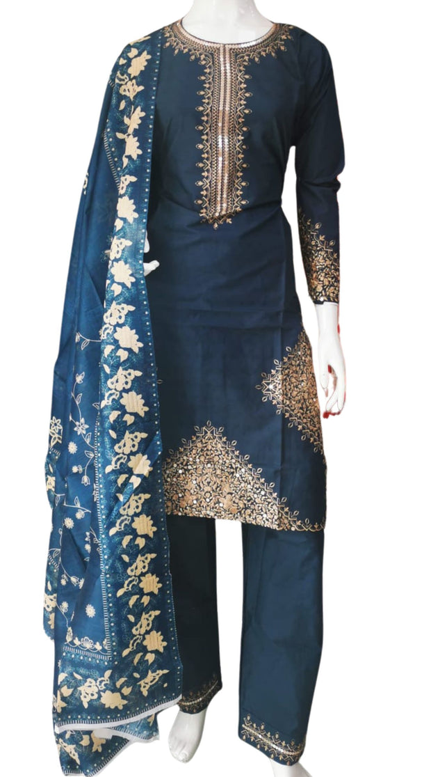 Silky Cotton 3PC  Shalwar Kameez Dress SS4054