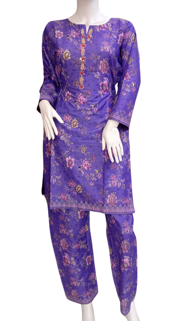 Embellished 2PC Soft Cotton Shalwar Kameez Dress SS3946