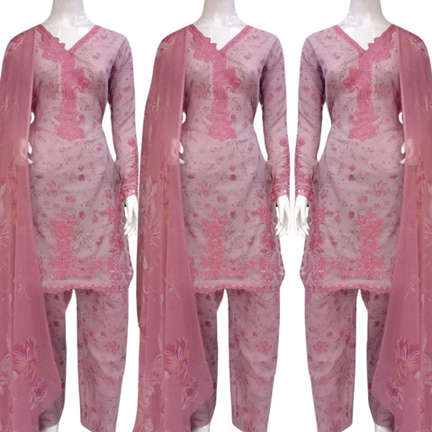 Iznik Inspired Pink 3PC Shalwar Kameez Ready to wear SS4005