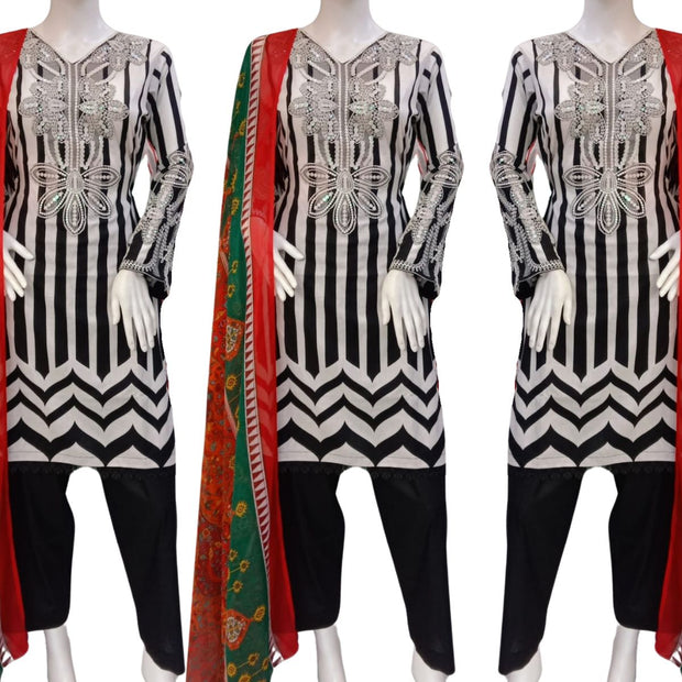 Maria B Inspired Black 3PC Shalwar Kameez Ready to wear SS4002