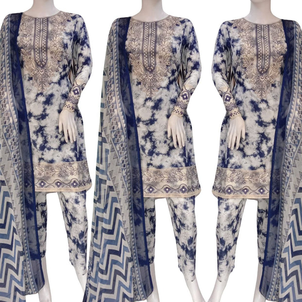 Sapphire Inspired Blue 3PC Shalwar Kameez Ready to wear SS4008