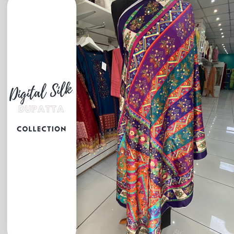 Silk Digital Print Mirrored Dupatta SS3347