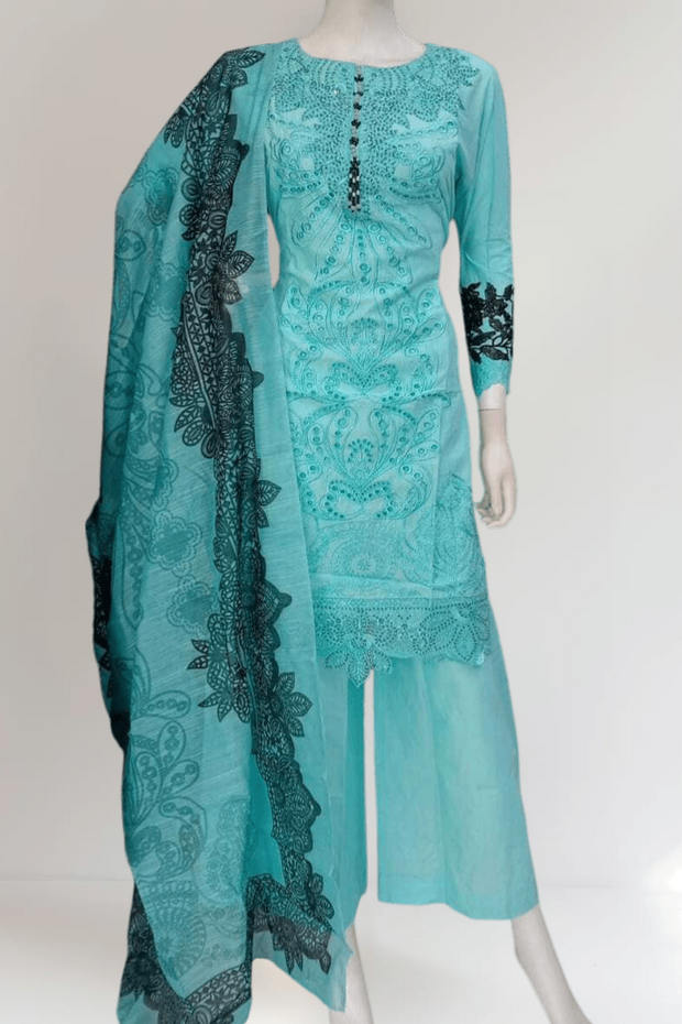 Blue Cambric Readymade Shalwar Kameez 3PC SS3983