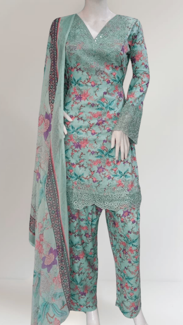 Iznik Inspired Blue 3PC Shalwar Kameez Ready to wear SS4007