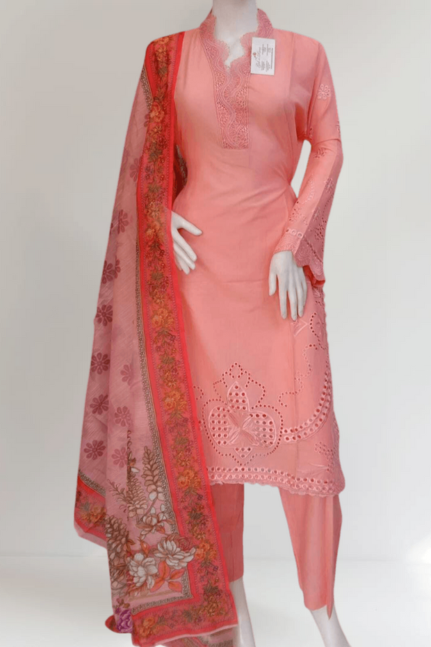 Peach Cambric Readymade Shalwar Kameez 3PC SS3988