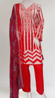 Maria B Inspired Red 3PC Shalwar Kameez Ready to wear SS4003