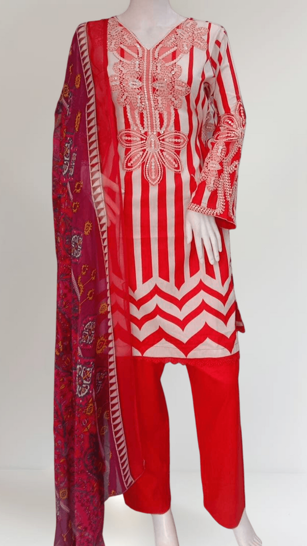 Maria B Inspired Red 3PC Shalwar Kameez Ready to wear SS4003