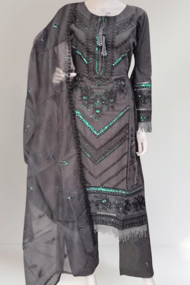 Black Cambric Readymade Shalwar Kameez 3PC SS3979