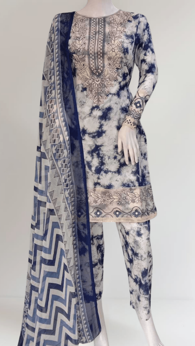 Sapphire Inspired Blue 3PC Shalwar Kameez Ready to wear SS4008