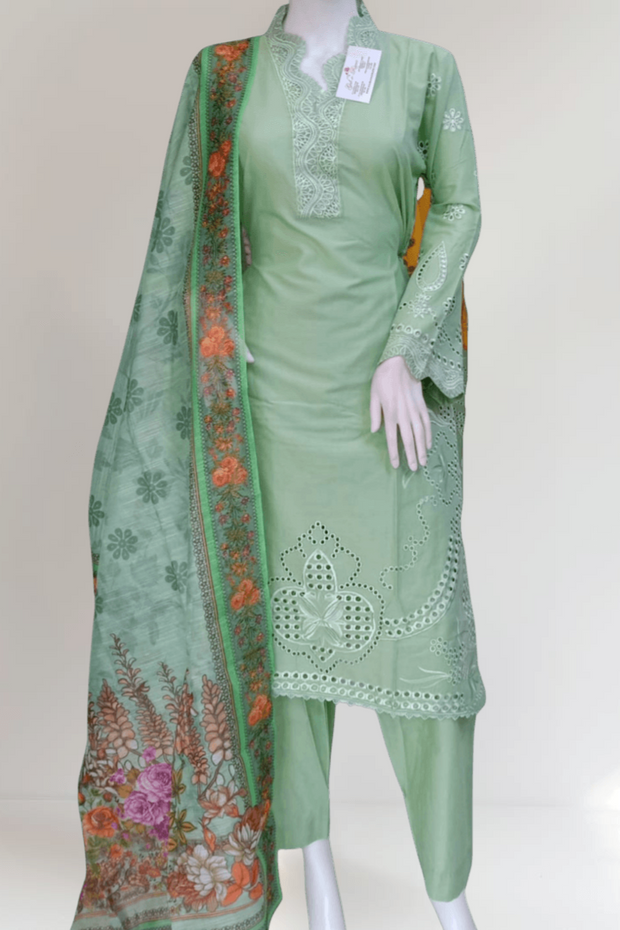 Green Cambric Readymade Shalwar Kameez 3PC SS3989