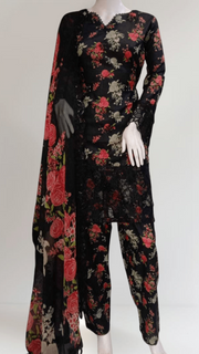 Iznik Inspired Black 3PC Shalwar Kameez Ready to wear SS4006