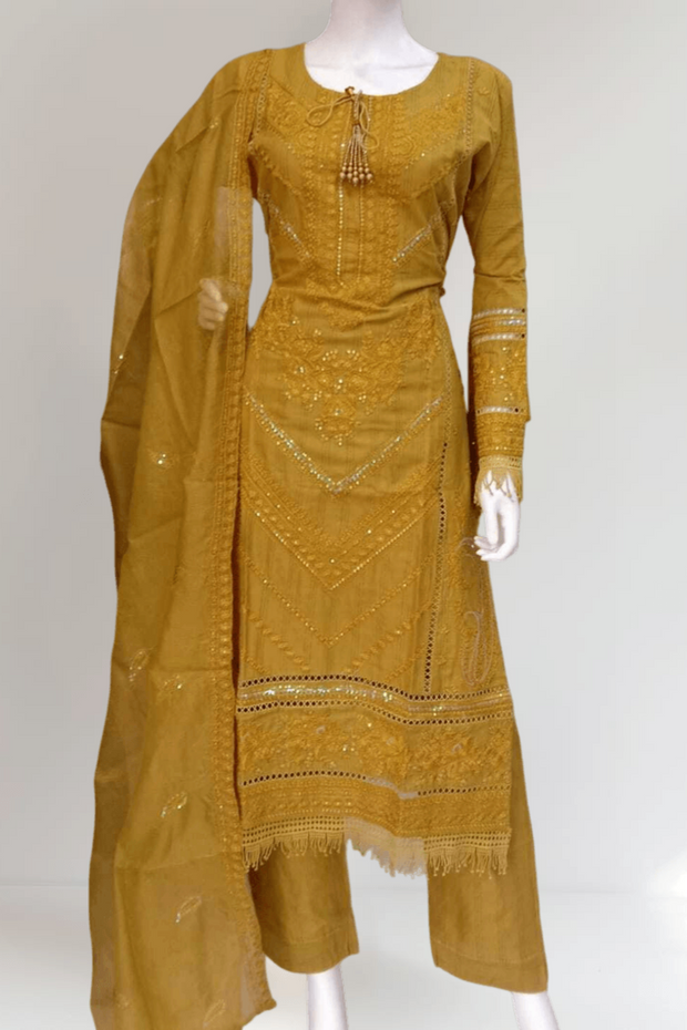 Mustard Cambric Readymade Shalwar Kameez 3PC SS3978