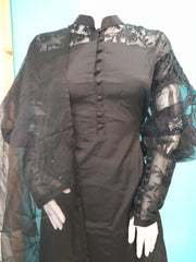 Black Shalwar Kameez 3PC Net Embroidered Ready to wear  SS2867