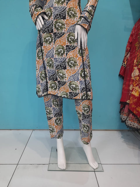 Green Linen 2pc Print  Shalwar Kameez SS2937