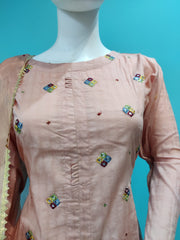 Peach Linen Partywear Shalwar Kameez Dress SS3036
