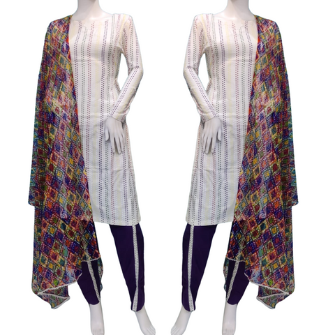 White Viscose Partywear Shalwar Kameez Dress SS3041