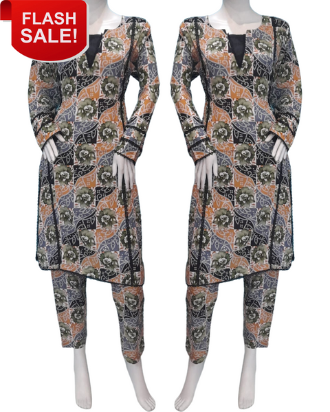 Green Linen 2pc Print  Shalwar Kameez SS2937