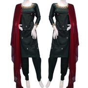 Green Linen Partywear Shalwar Kameez Dress SS3051